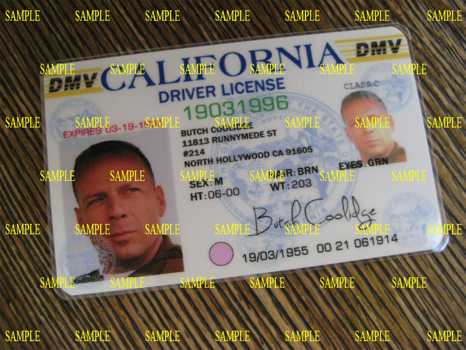 Pulp Fiction Butch Coolidge License Prop Cosplay Novely