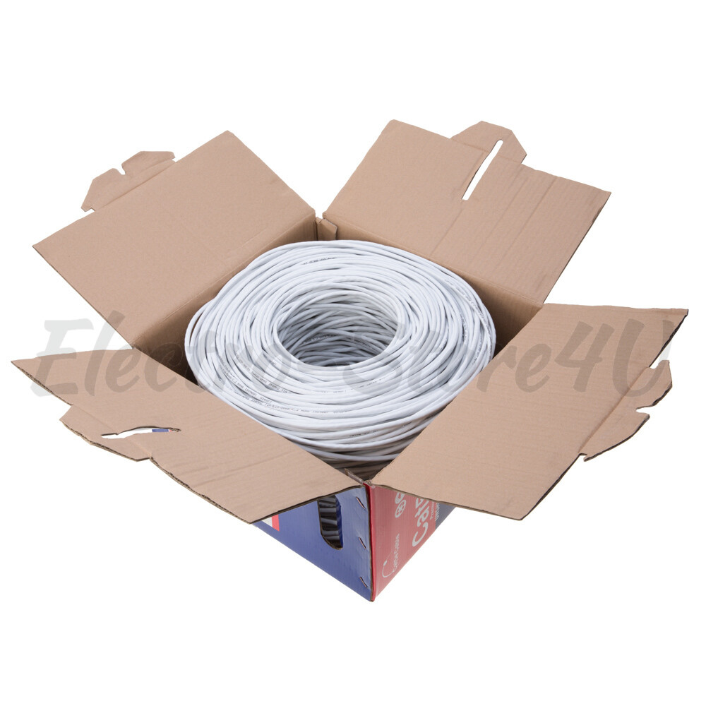 1000ft Cat5e White Ethernet Network Cable Solid 24AWG Copper Clad CCA Bulk Wire