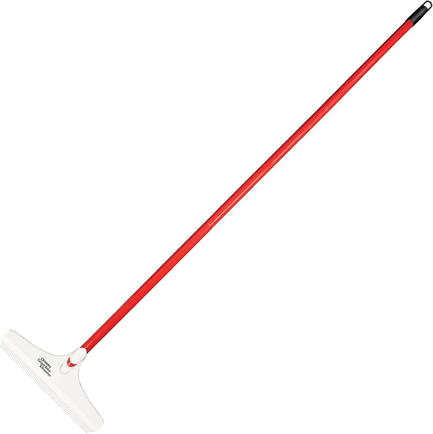 Versatile Carpet Groomer with Nylon Bristles - 12" Wide, 51" Long Handle