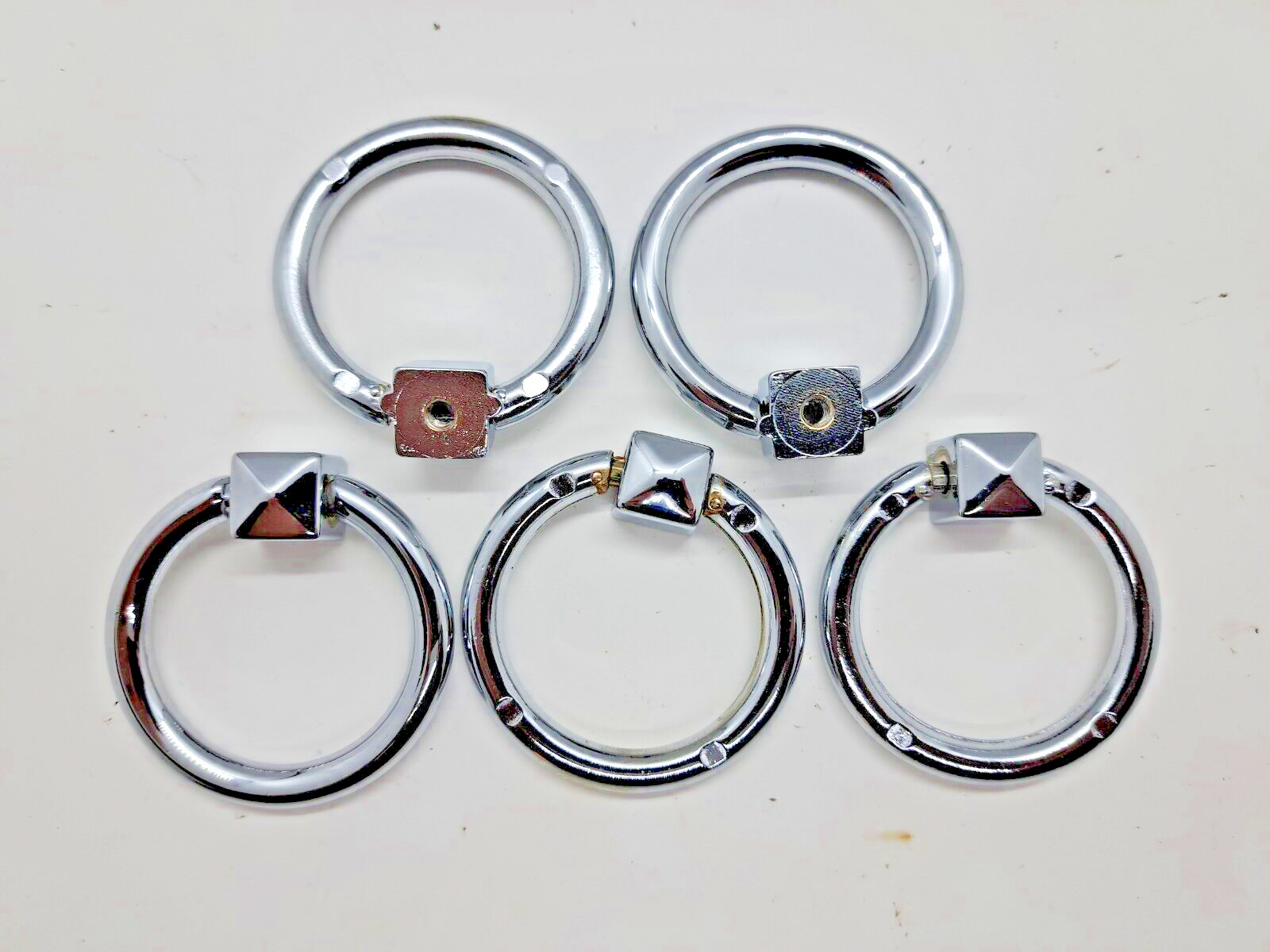 Keeler Chrome Drop Ring Cabinet Pull Handles 2" Outer Diameter Lot of 5