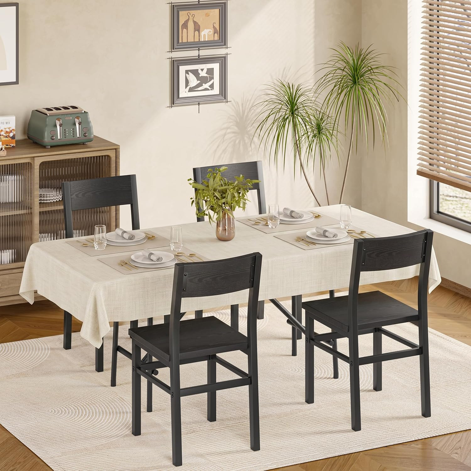 Dining Chairs Set of 4, Rustic Wood Dining Room Chairs with Thickened and Streng