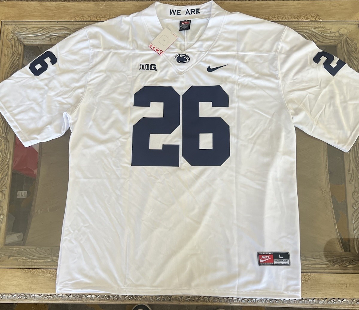 Saquon Barkley Jersey NEW Mens Large White Penn State Lions Eagles Ships USA!