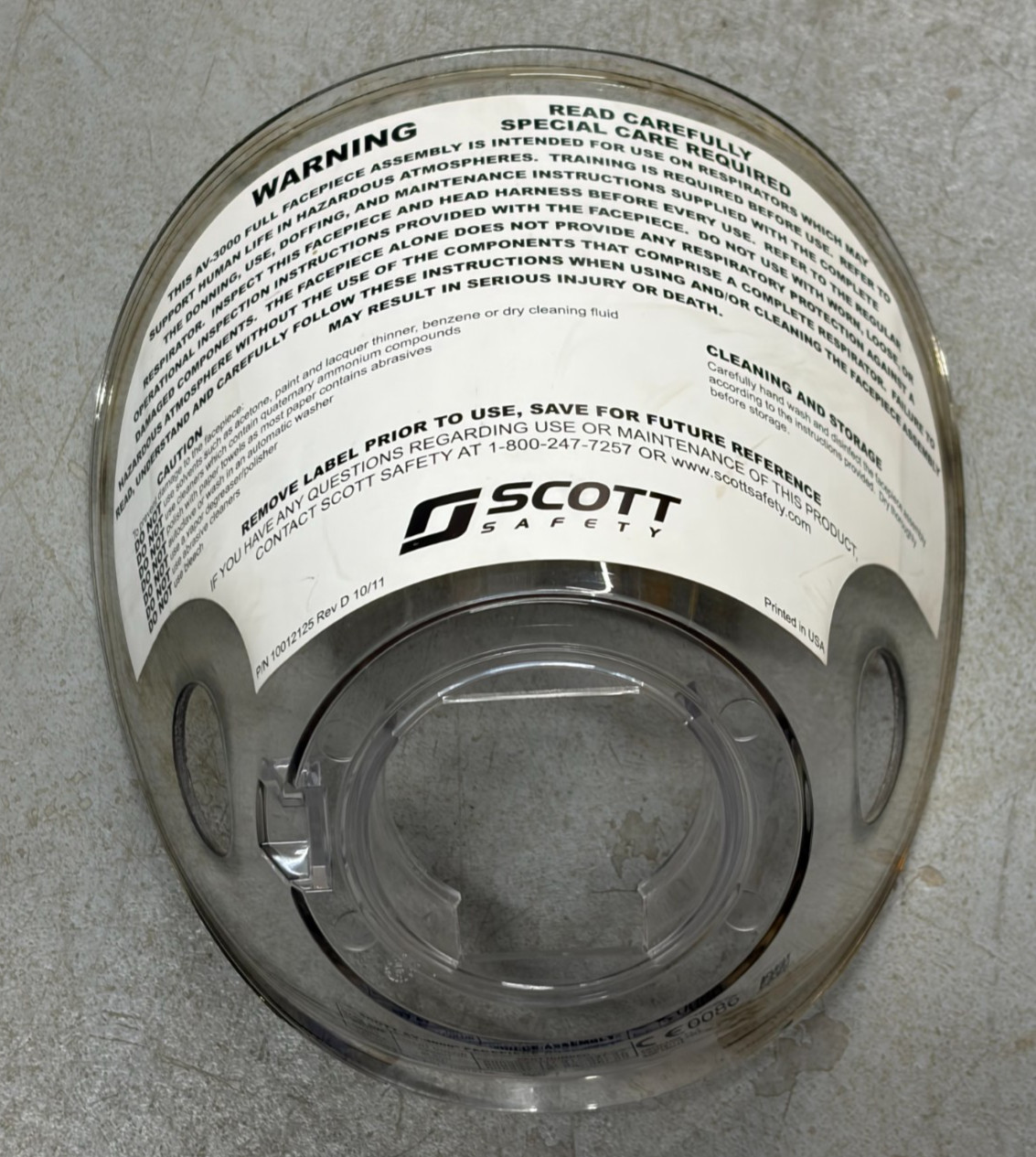 Scott AV3000 Replacement Facepiece Lens P/N 10012125