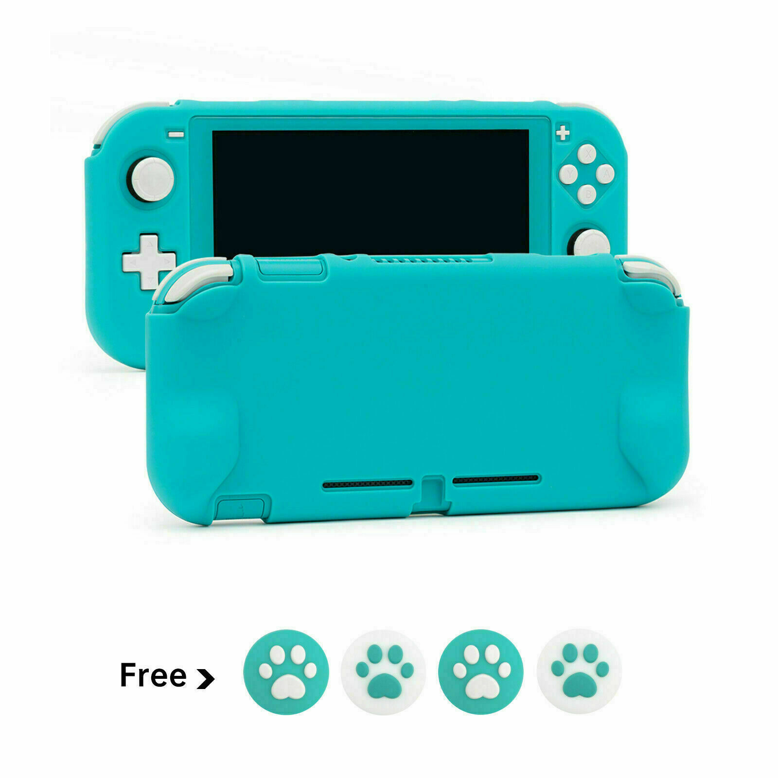 For Nintendo Switch Lite Green Shell Protective Case + 4 X Thumb Grip Caps