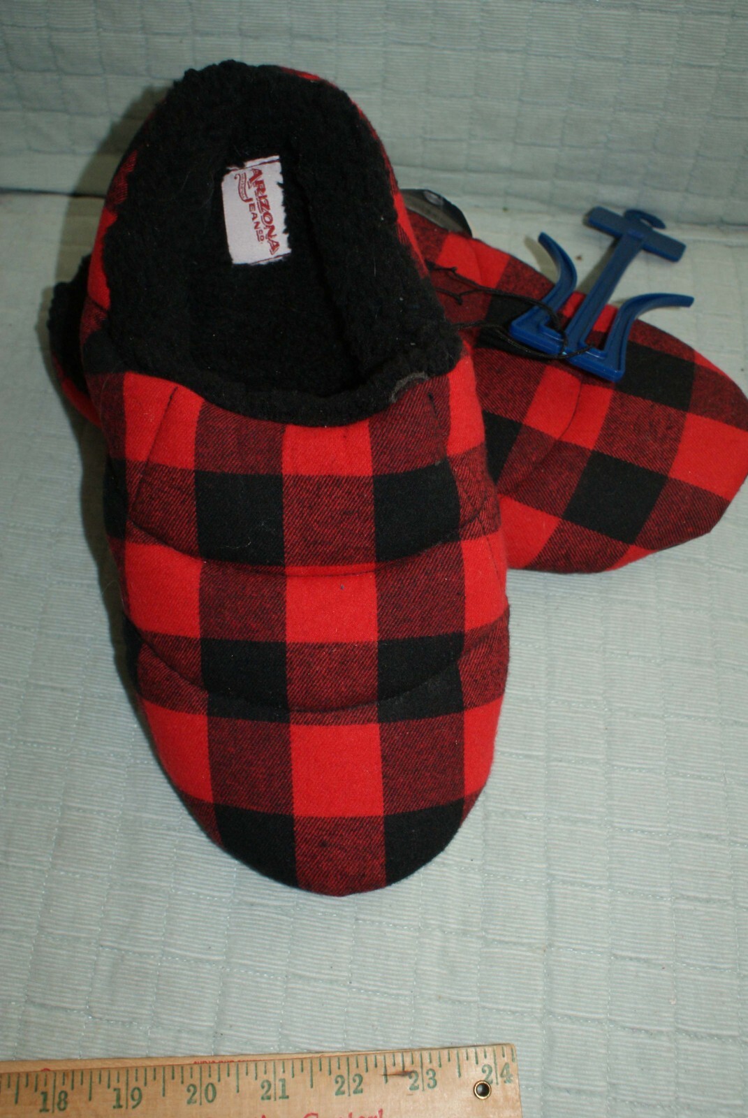 Men's Arizona Buffalo Plaid/Sherpa Lining Slip-On Slippers Sz XXL Fast Shipping
