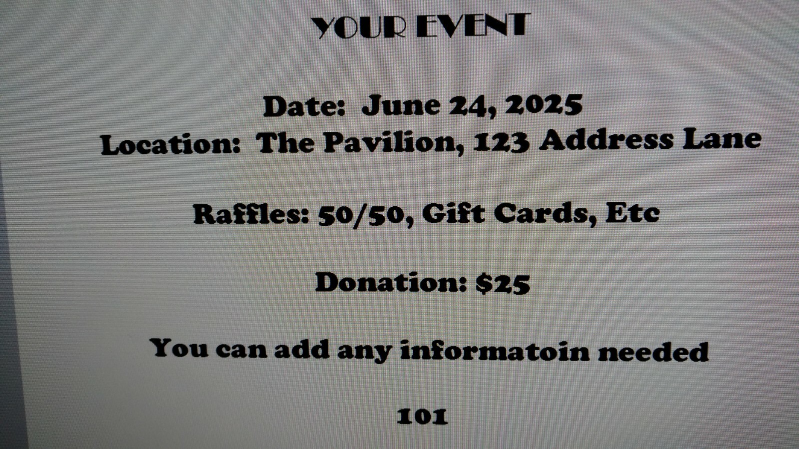 250 Custom Printed Numbered Event Tickets