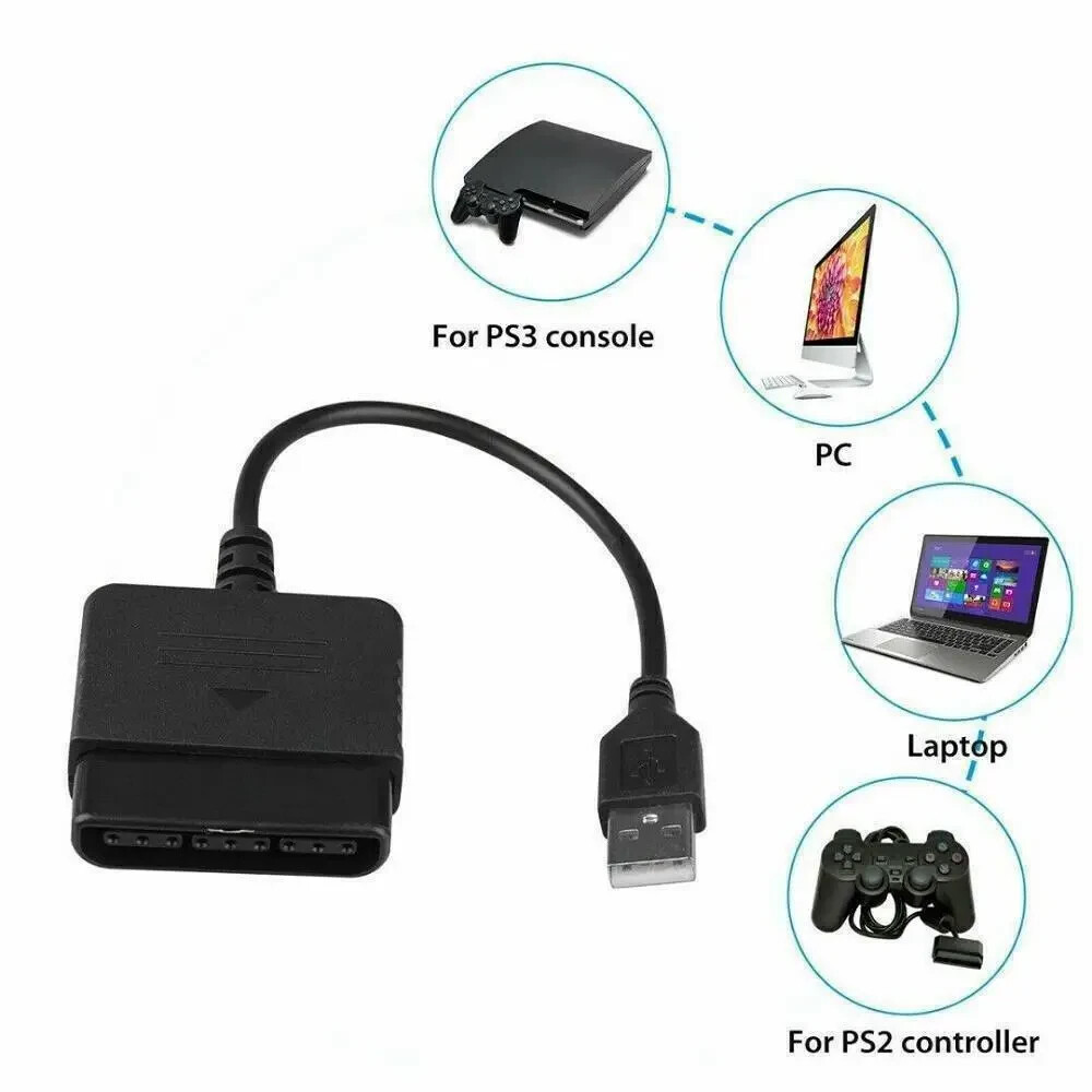 USB PS2 To PS3 Game Controller Adaptor Converter Cable For Sony PlayStation 2 3