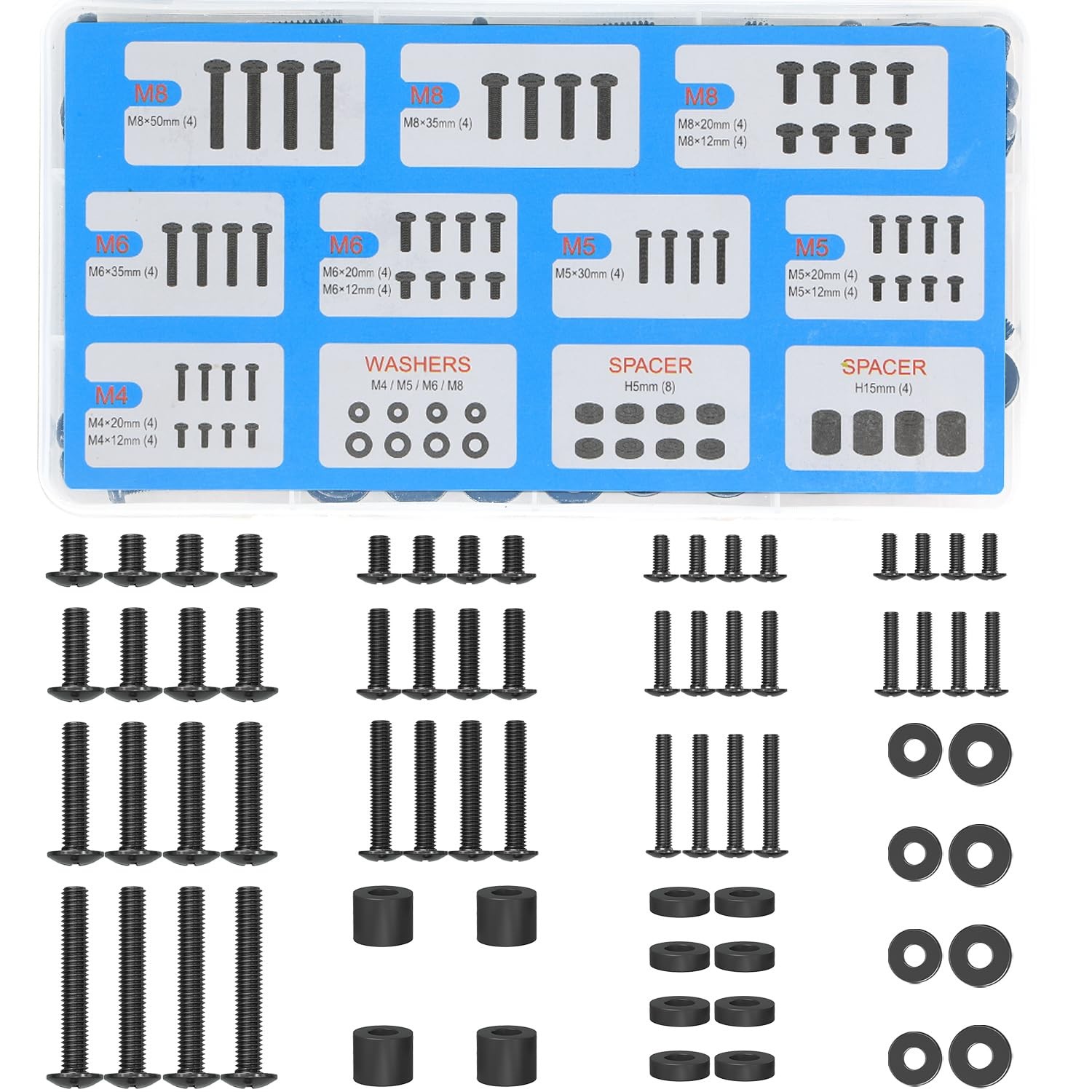 Universal TV Mounting Hardware Kit Set with Box, Includes M4 M5 M6 M8 Screws,...