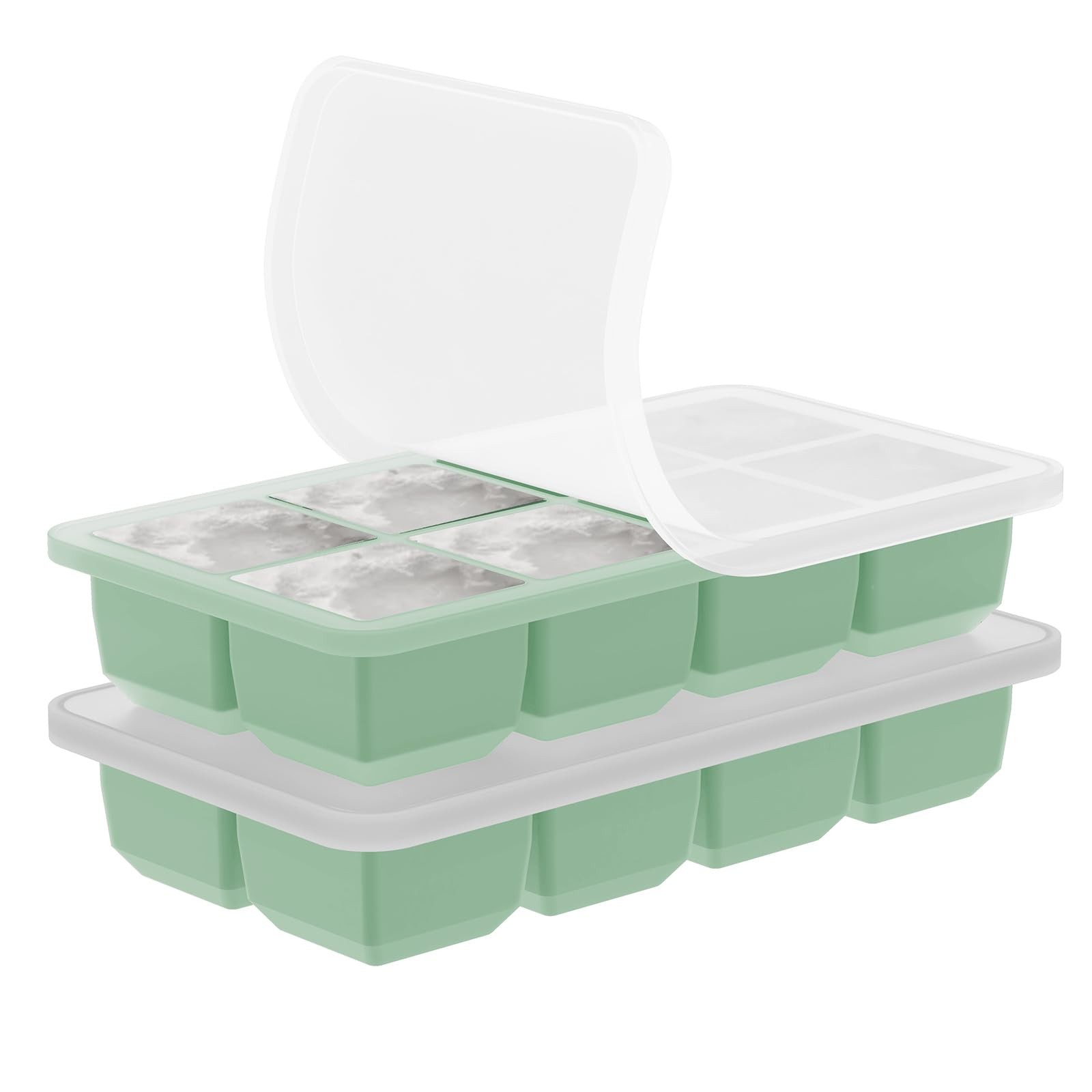 2 Pack 2 Inch Silicone Large Ice Cube Molds with Lid for Cocktails Wine Whiskey
