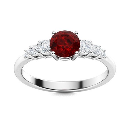 5mm Round Shape Garnet Three-Stone Ring 925 Sterling Silver Women Wedding Ring