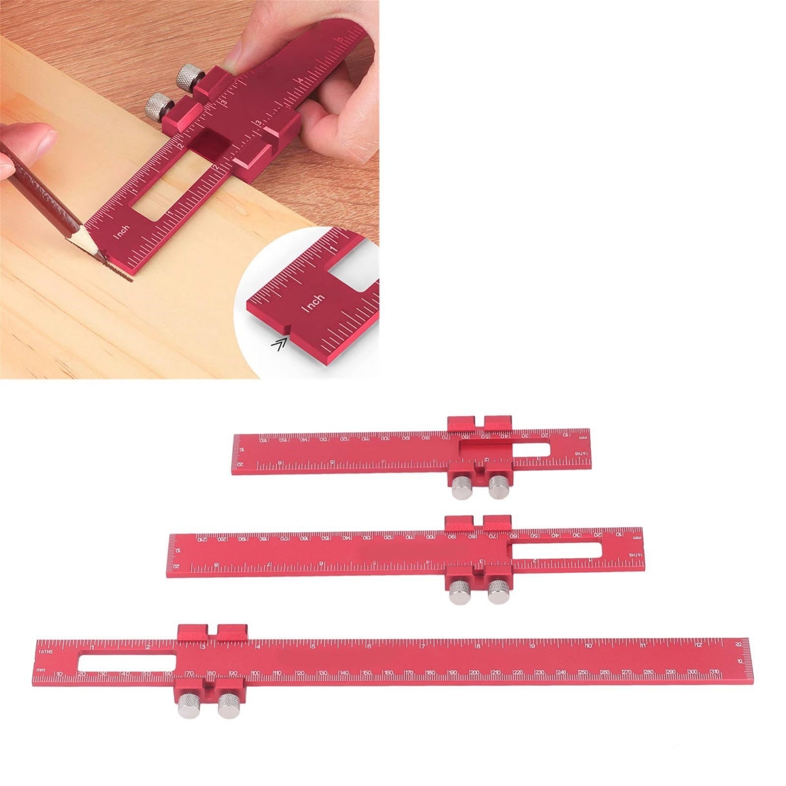 Precision MultiFunction Aluminum Alloy Measuring Ruler Set 7 9 and 12 Inches