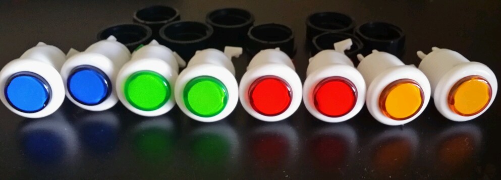 Arcade Push Button bicolor buttons 4 color LOT of 8 with micro switch