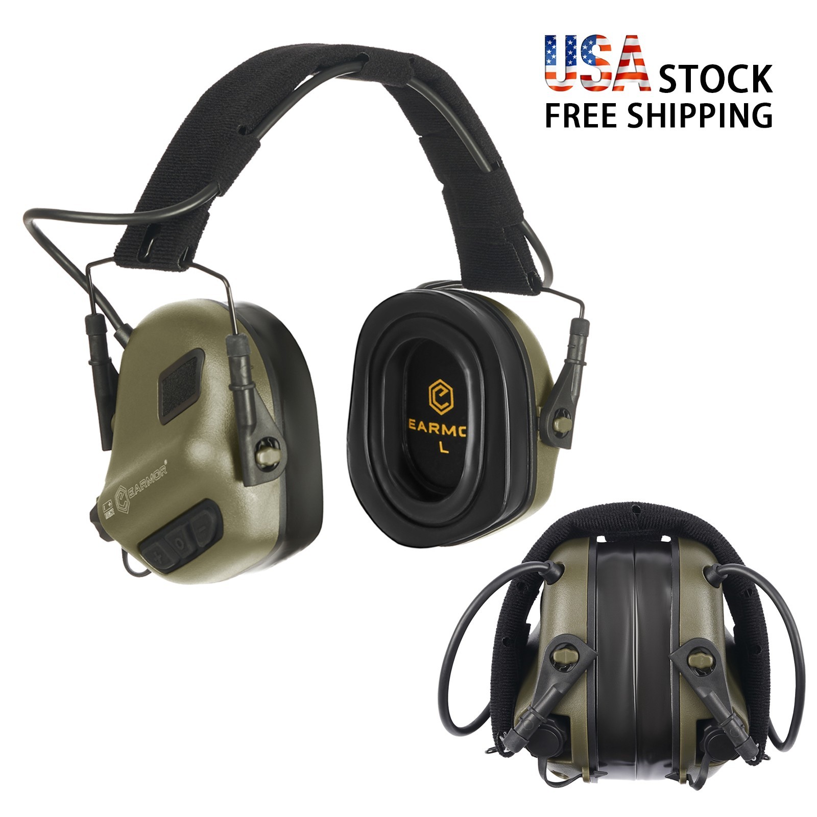 EARMOR M31 PLUS Electronic Hearing Protection for Shooters, NRR 22dB, Green