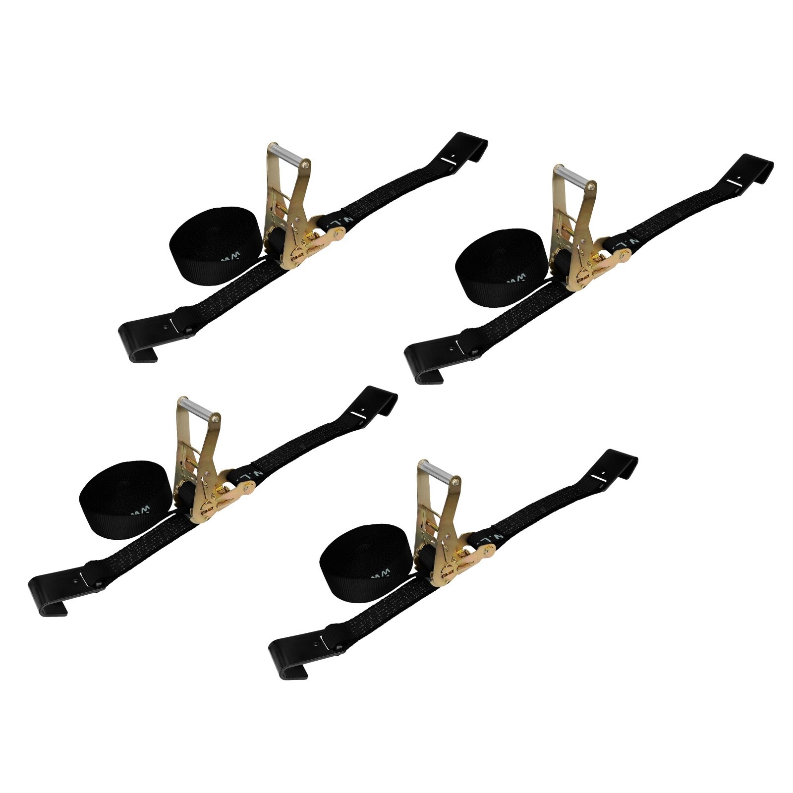 4 Pack 2" x 30' Ratchet Tie Down Strap w/Flat Hook WLL 3333 LBS Black