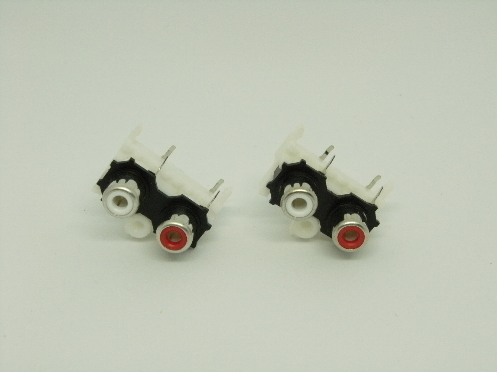 2x Pcs Pack RCA A/V Left Right White Red 2 Holes 4 Pins Socket Port Jack AV2-4