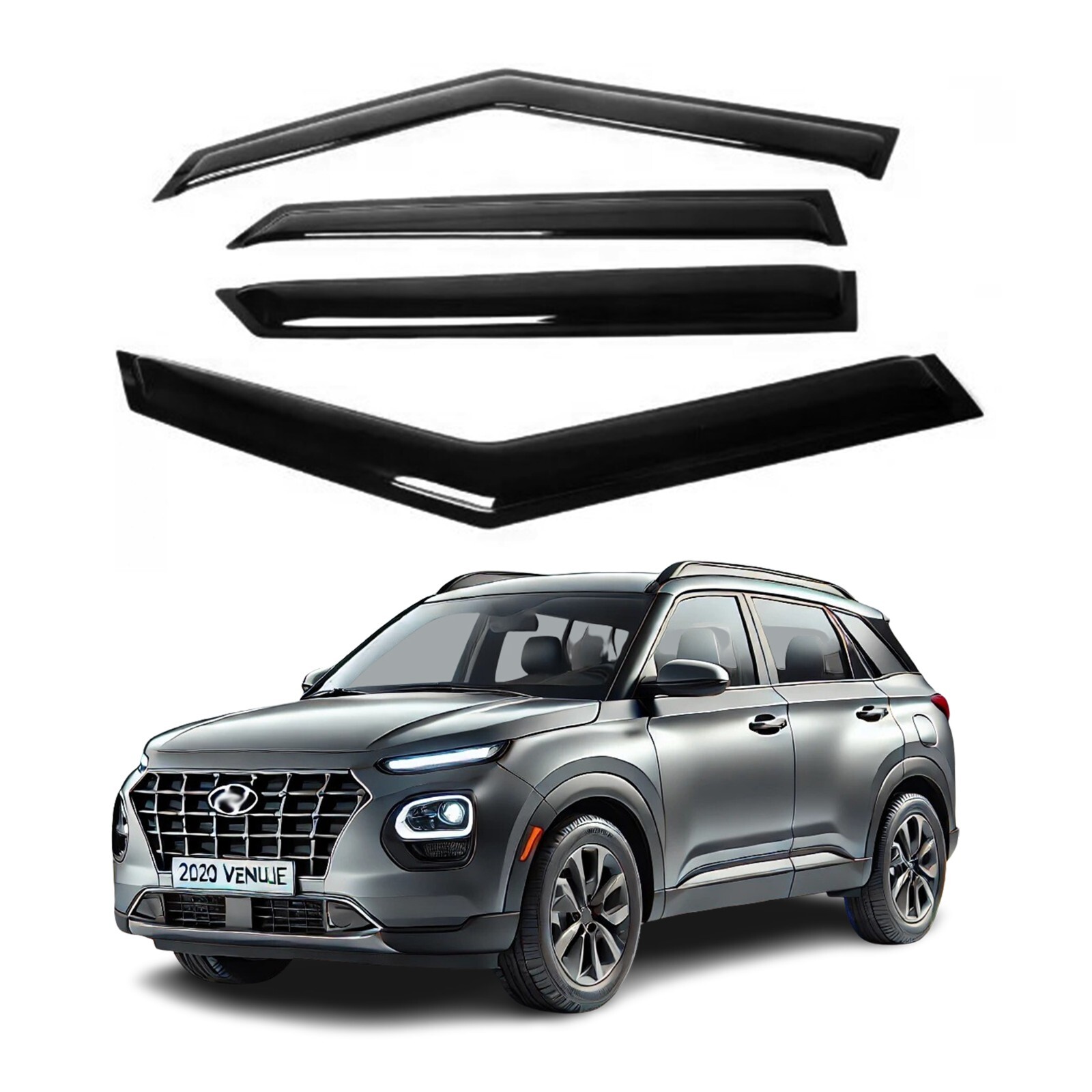 Fits Hyundai Venue 2020+ Side Window Visor Sun Rain Deflector Guard