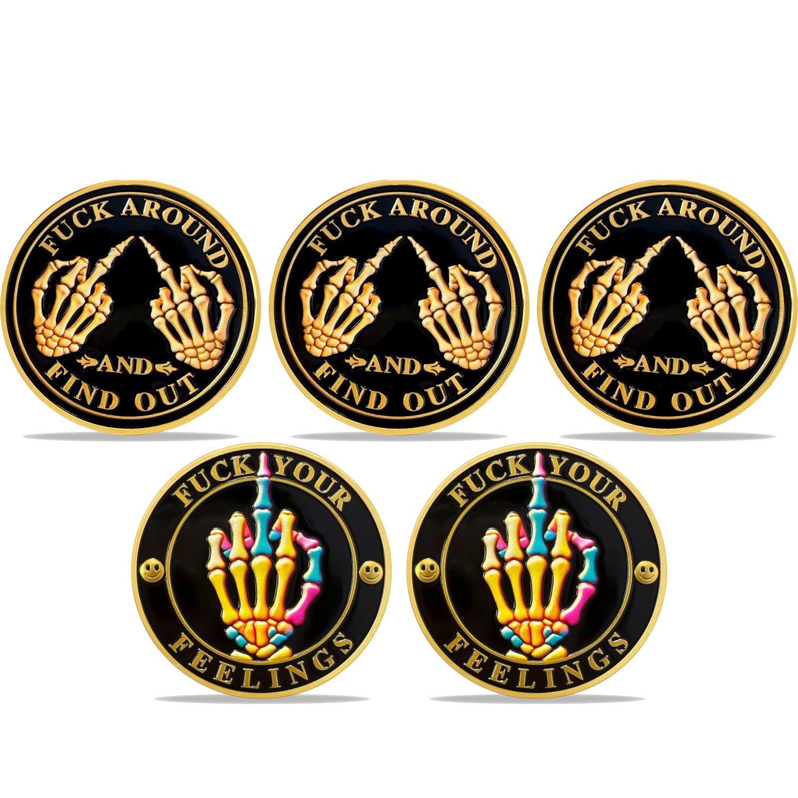 5pcs Funny Challenge Coin Cool Zero Fu*ks Coin Novelty Collectible Gifts For Men