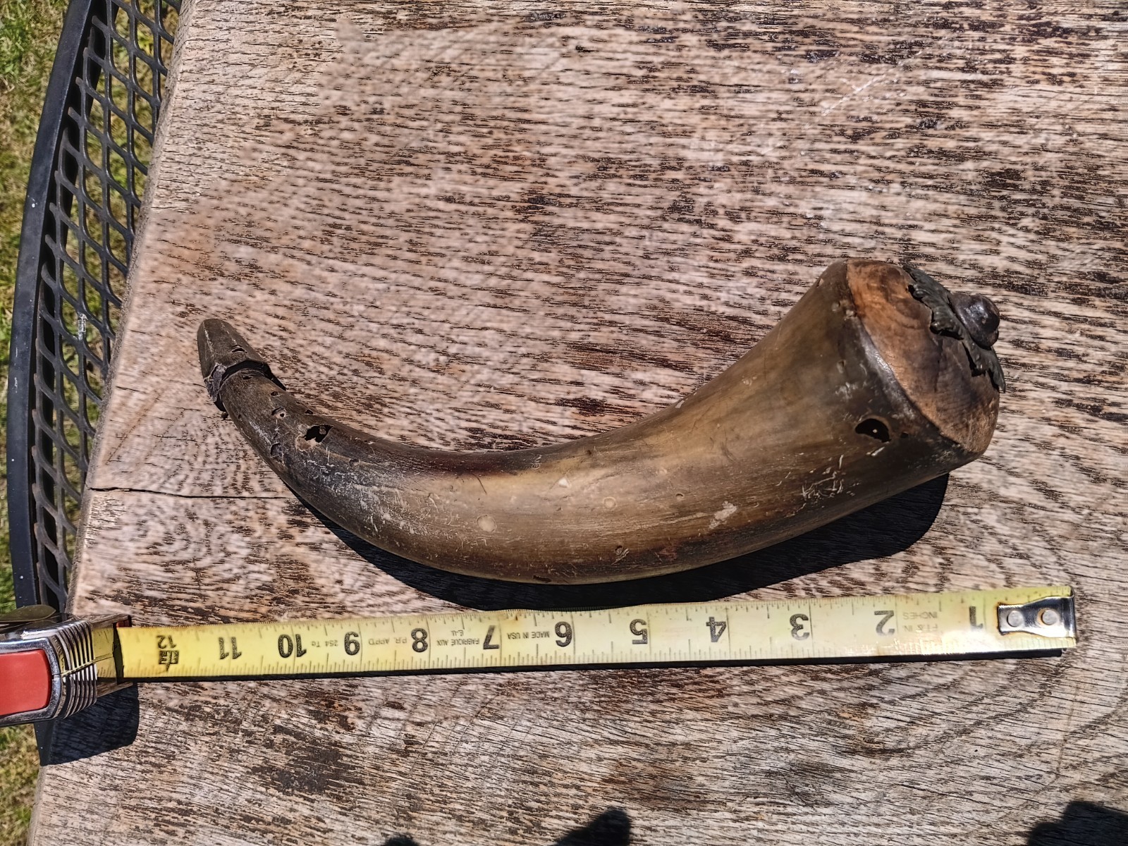 Antique 1700's 1800's Black Powder Horn Civil War Era