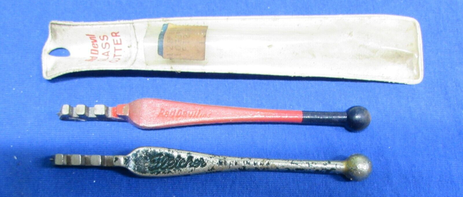 Red Devil Glass Cutter Tool #1023 Ball End Original Pouch and Fletcher No. 02