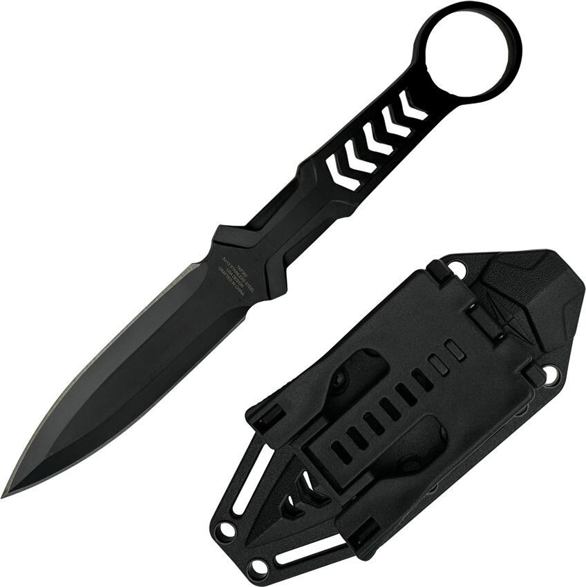 Takumitak Missing Screw Fixed Knife 4" Black 3Cr13 Steel Blade Stainless Handle