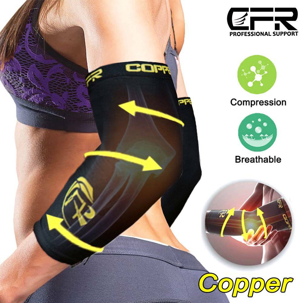 Copper Elbow Brace Compression Support Sleeve Arthritis Tendonitis Joint Pain HG