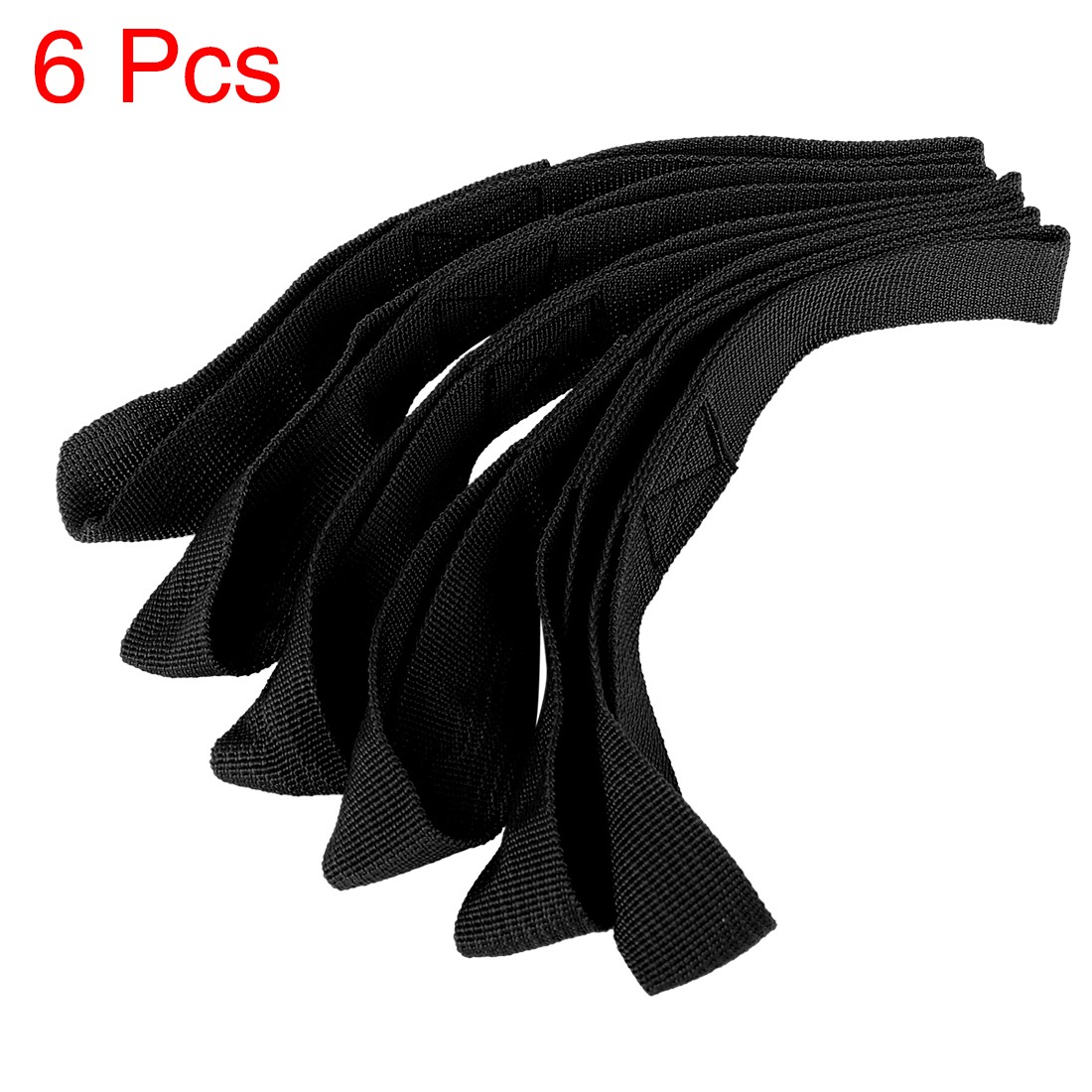 6 PCS Black 2.5 x 20.5cm Cargo Belt Loop Tie Down Strap for Motorcycle