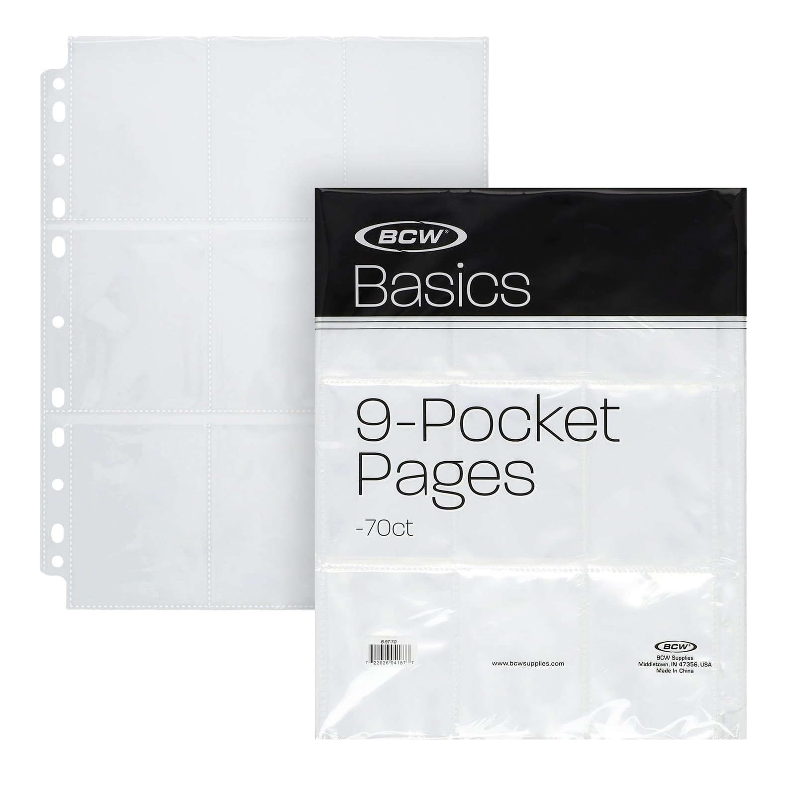 BCW Basics 9-Pocket Pages (70 Pack) | Binder Sheets for Trading & Clear