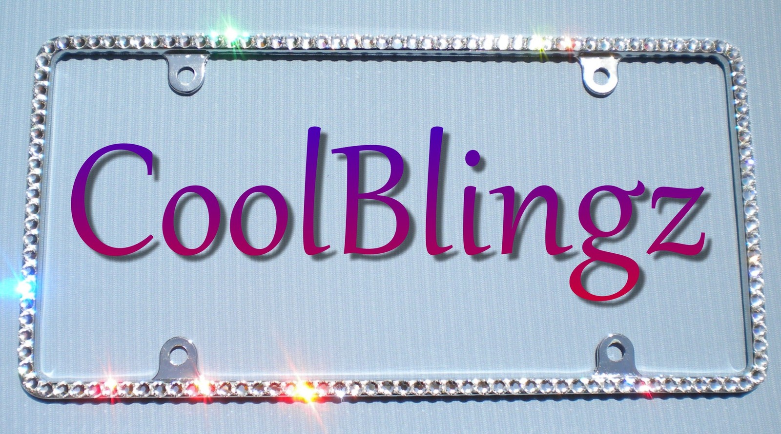 Made with Swarovski Crystals Bling License Plate Frame Thin 1 Row Rhinestone