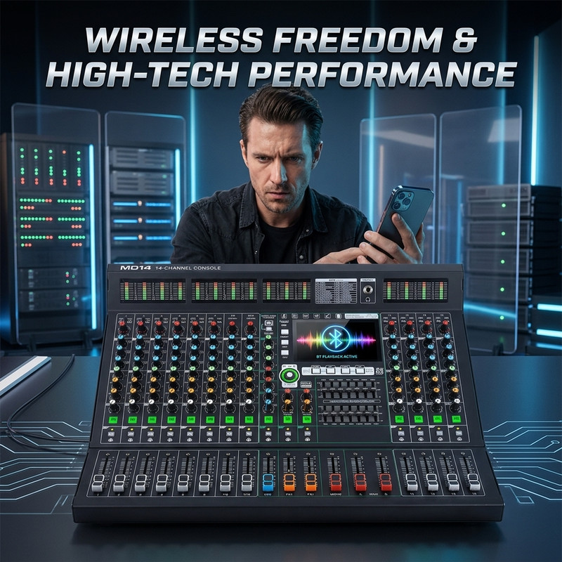 14-channel professional mixer with 99DSP effects / Bluetooth / USB connectors