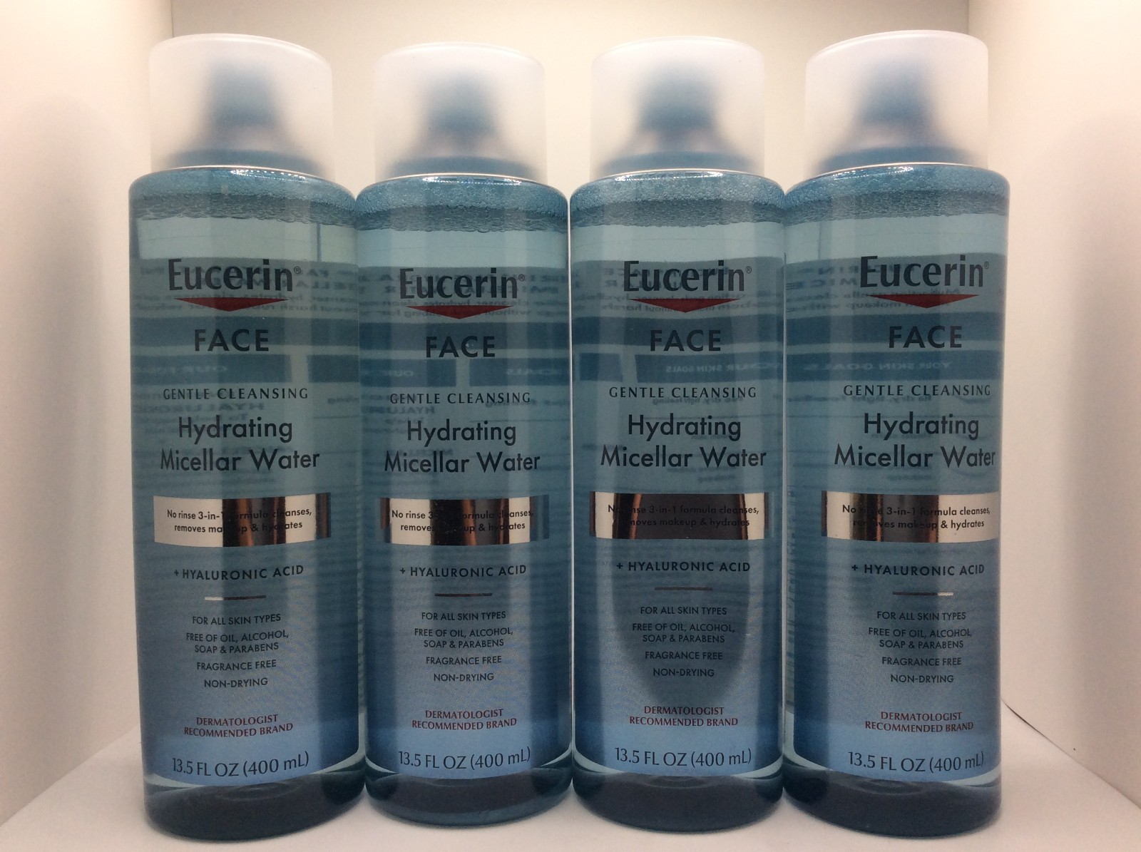 Eucerin Hydrating Micellar Water + Hyaluronic Acid, 13.5 Oz, PACK OF 4