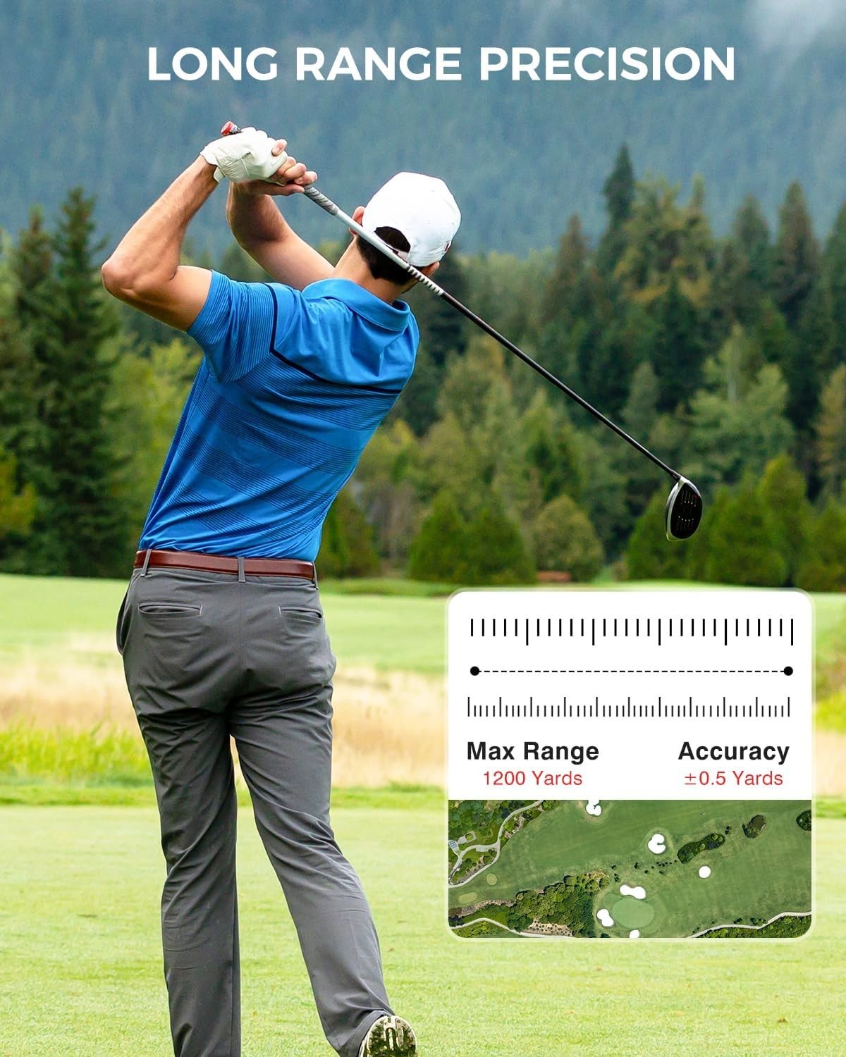 Waterproof Golf Rangefinder - 1200 Yards, Slope Compensation