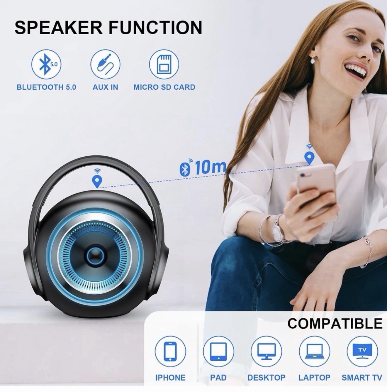 Wireless Karaoke Speaker w/ Mic & RGB Lights