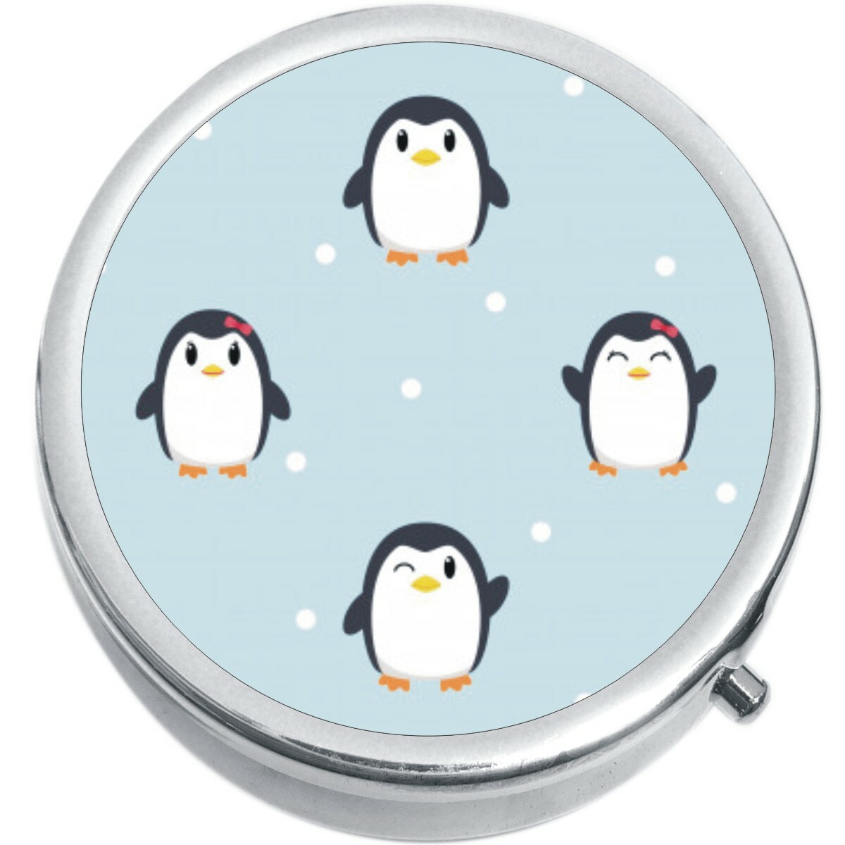 Penguin Pattern  Medicine Vitamin Compact Pill Box
