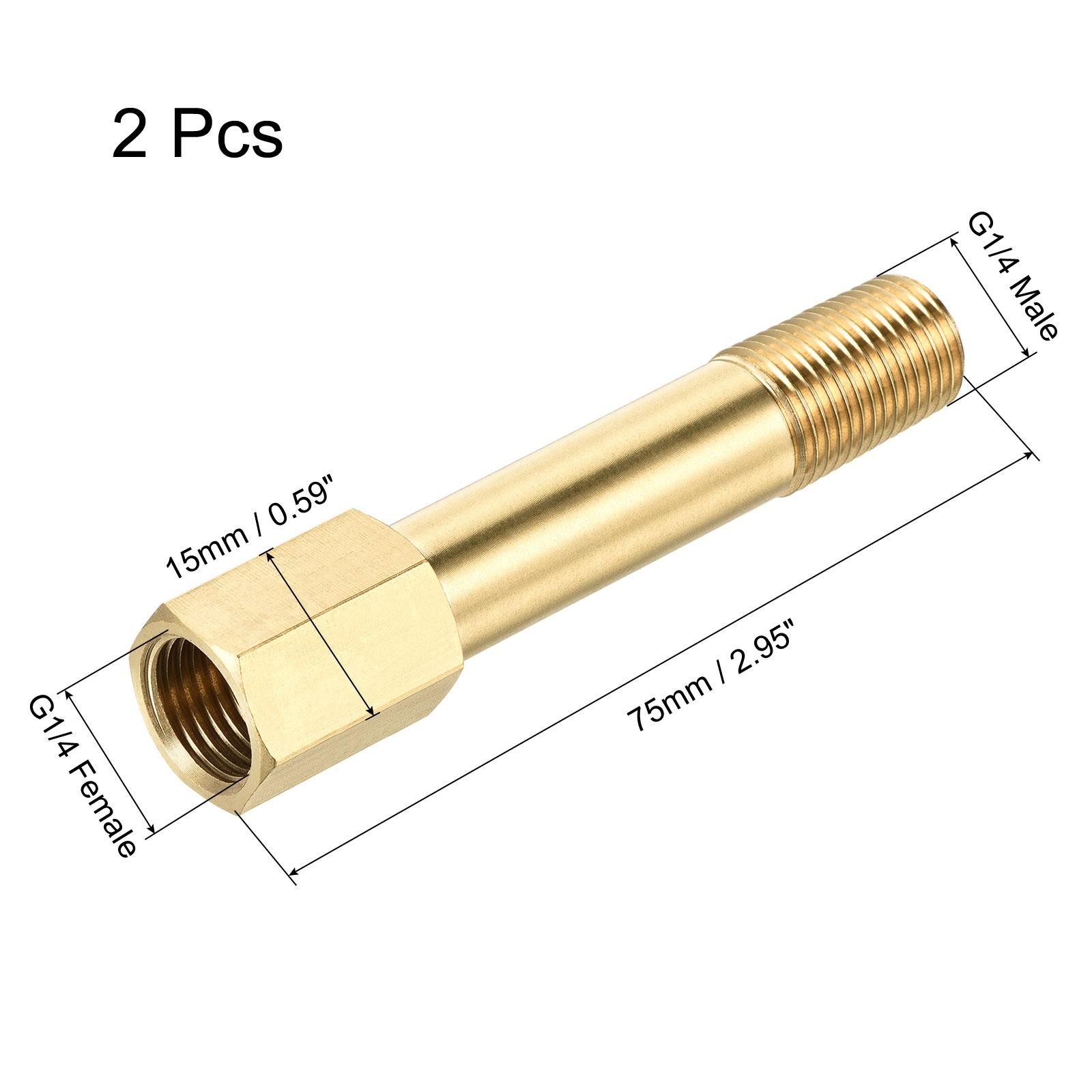 Brass Pipe Fitting G1/4 Adapter 75mm Extension Connector Hex Coupling 2 Pack