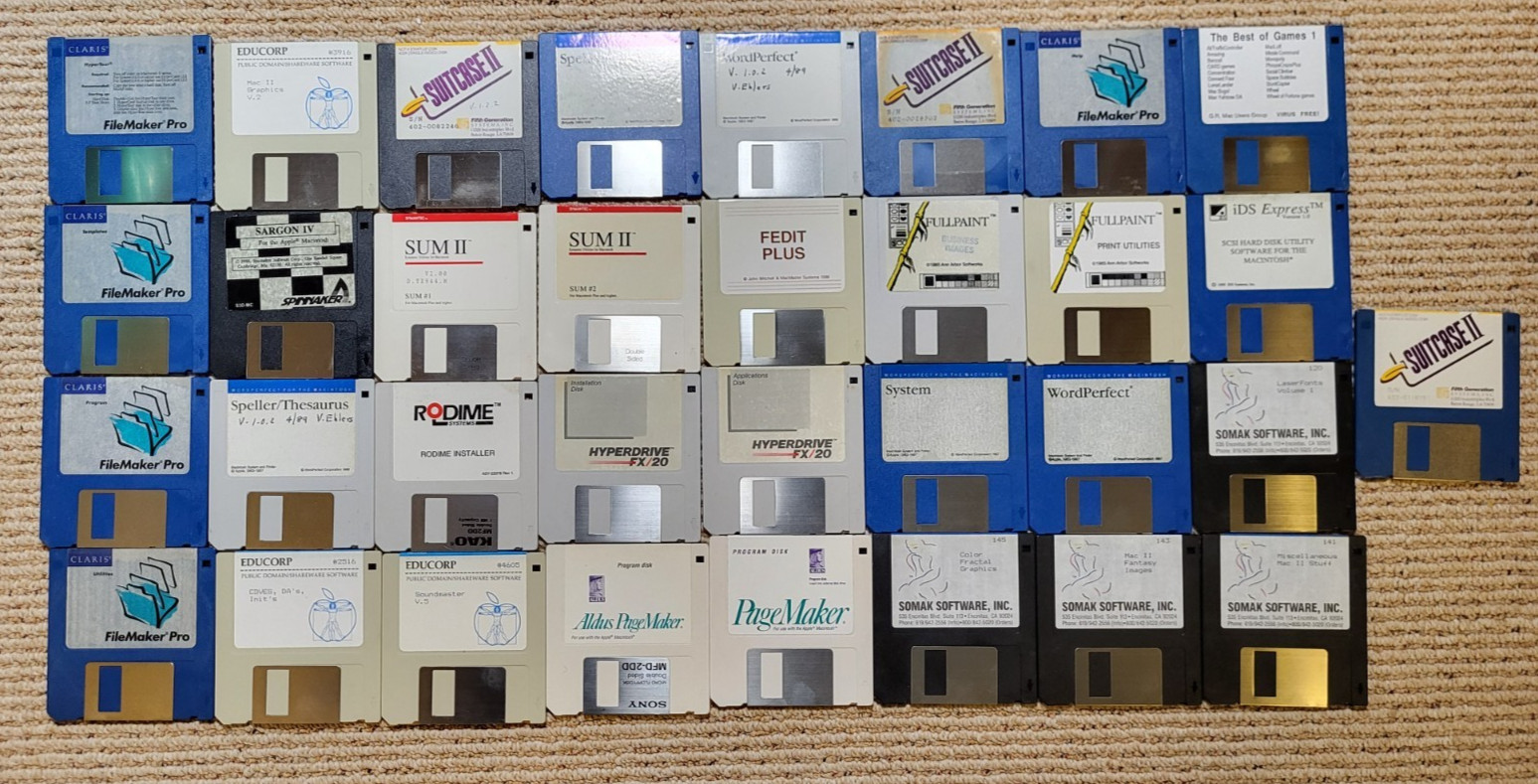 Vintage Lot 33  Apple Macintosh Floppy Lot, Utilities, Games, and More