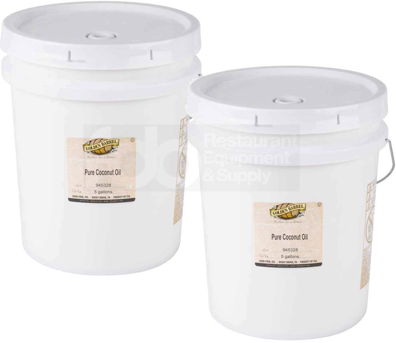 2 PACK 5 Gallon Golden Barrel Pure Coconut Oil Pail Commercial Bucket Bulk 76 Lb