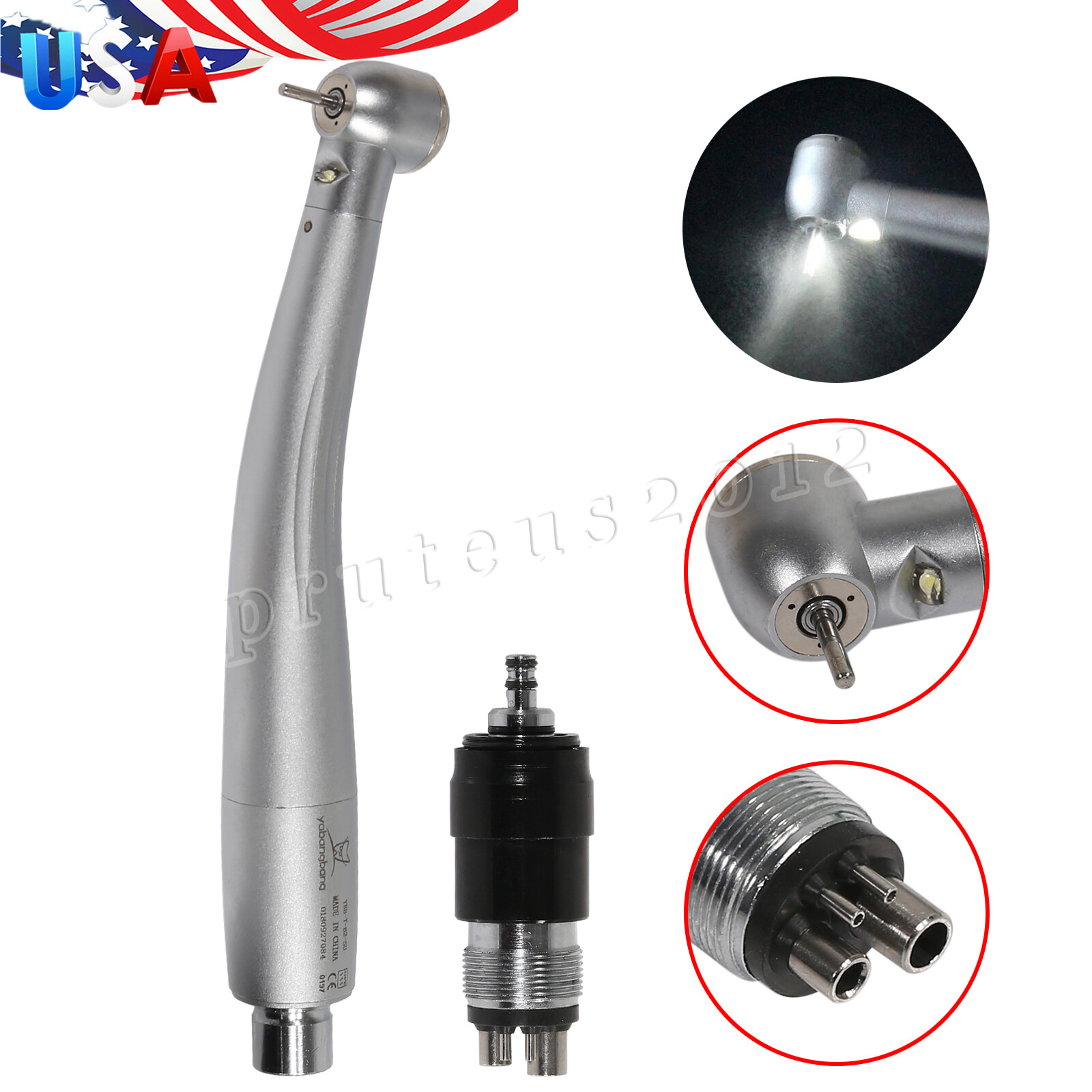 Dental E-generator LED High Speed Handpiece Steel & quick Coupler 4 Hole
