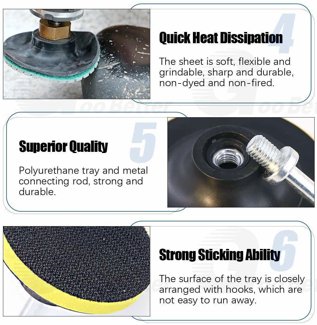 4 Inch 50-6000Grit Diamond Polishing Pads Kit Wet/Dry for Granite Stone Concrete