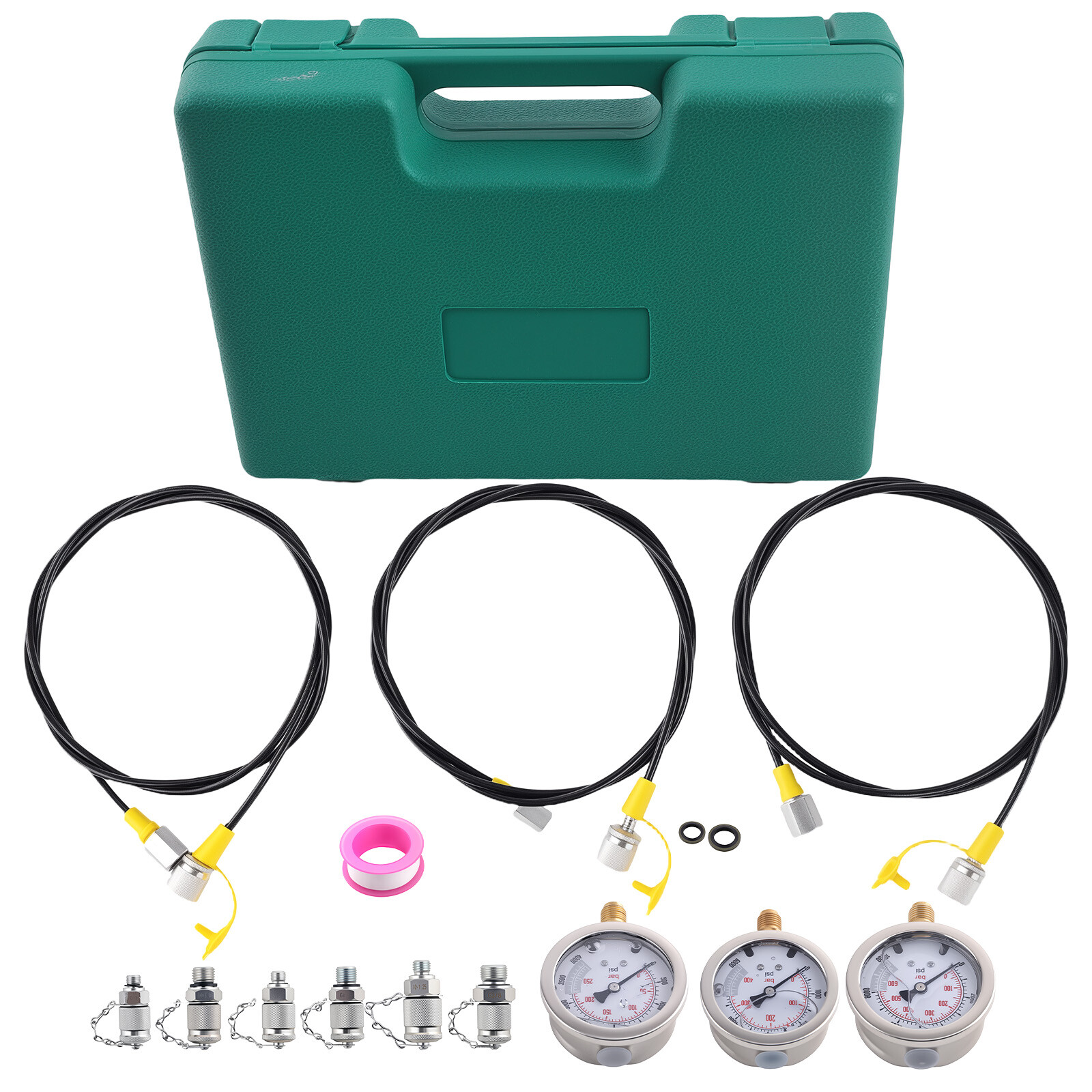 Hydraulic Pressure Testing Gauge Diagnostic Couplings Tools Kit For Excavator