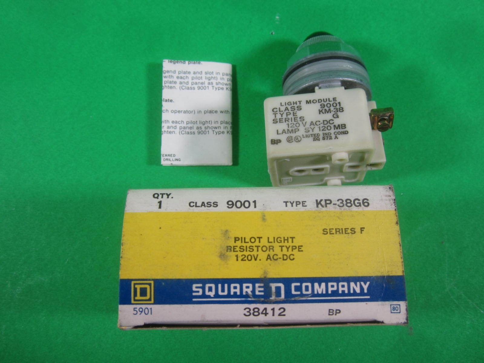 Square D Pilot Light Resistor Type 120V AC-DC -- KP-38G6 -- New