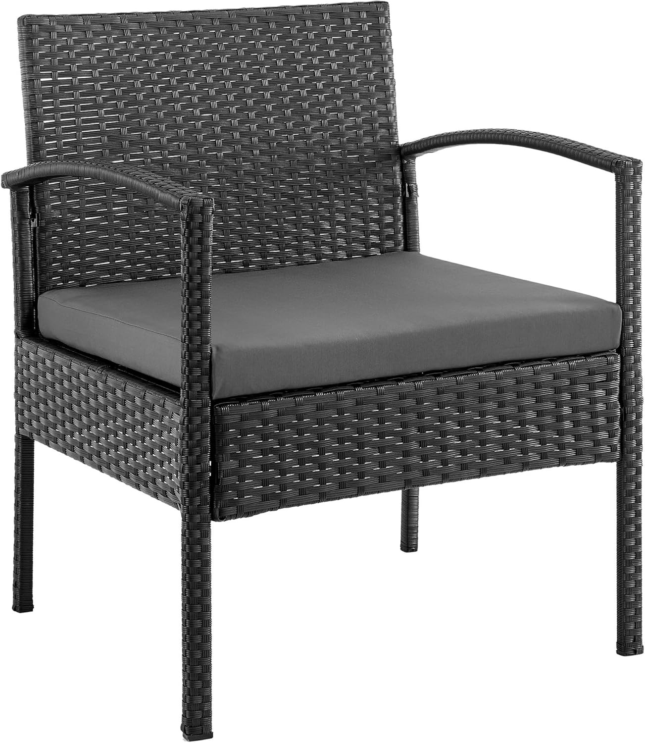 Noli 4-Piece Outdoor Patio Set with Cushions, Steel Rattan, Grey
