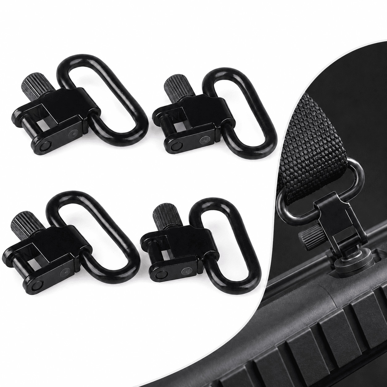 4Pcs All Metal Tri-Lock Sling Swivel Quick Detach Heavy Duty Backpack Attachment