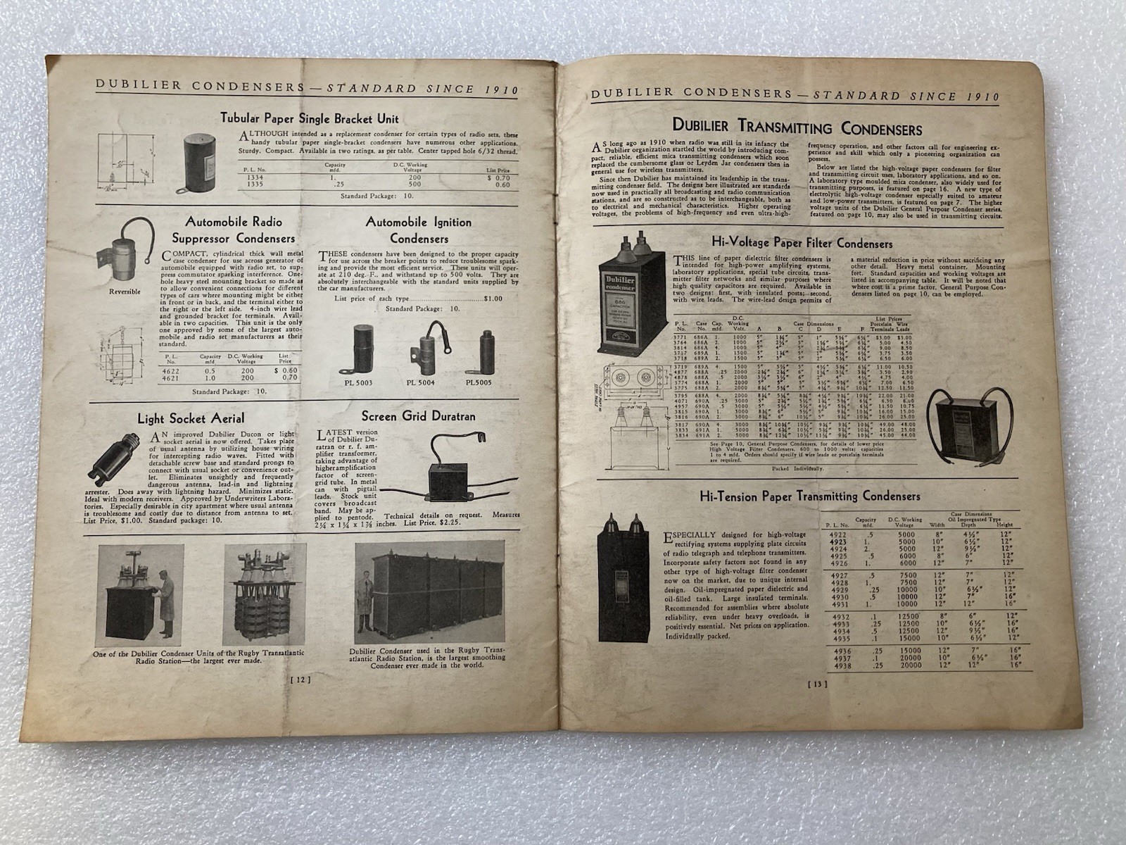 Dubilier Condensers - 1933 Catalog