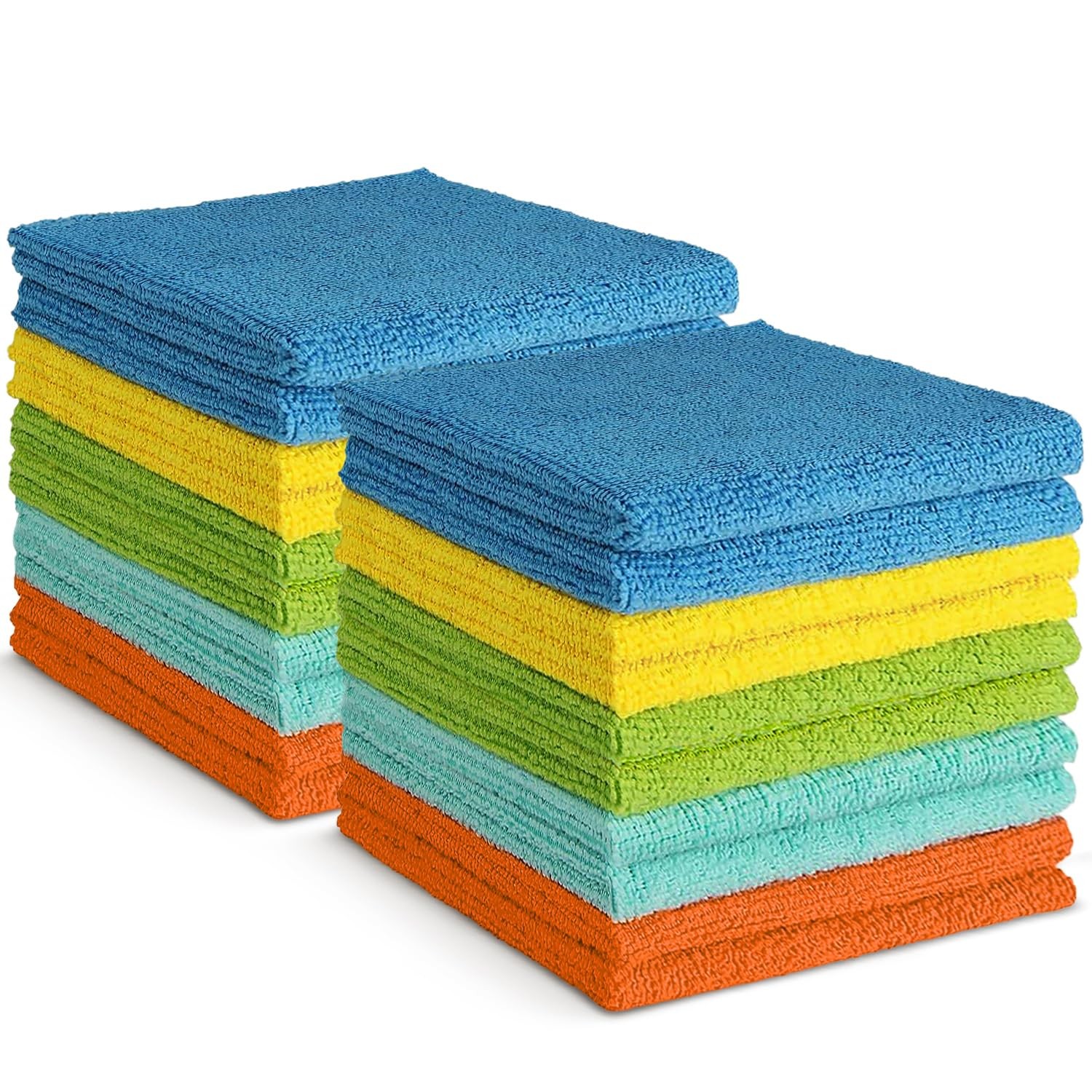 AIDEA Microfiber Cleaning Cloth, 20PK, Soft Absorbent 12"×12", Blue/Yellow