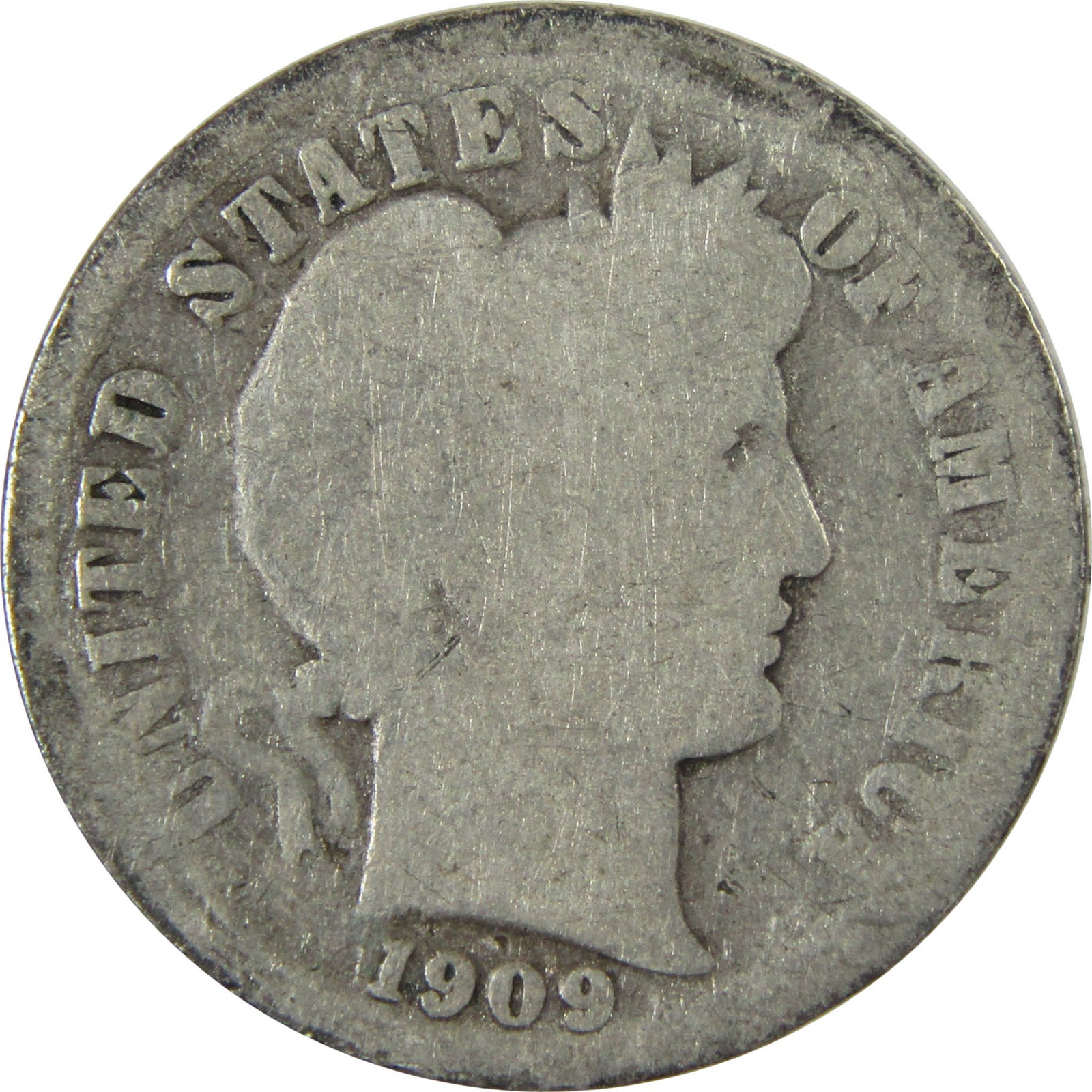 1909 S Barber Silver Dime AG About Good 10c Coin Collectible SKU:CP711