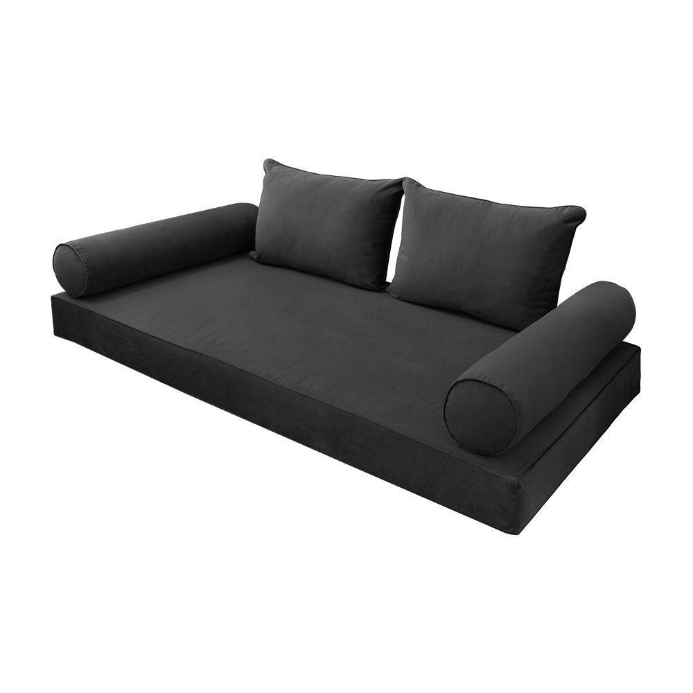 SLIPCOVER ONLY S.V4 Velvet Indoor Daybed Mattress Pillow Pipe Trim Twin-XL AD350