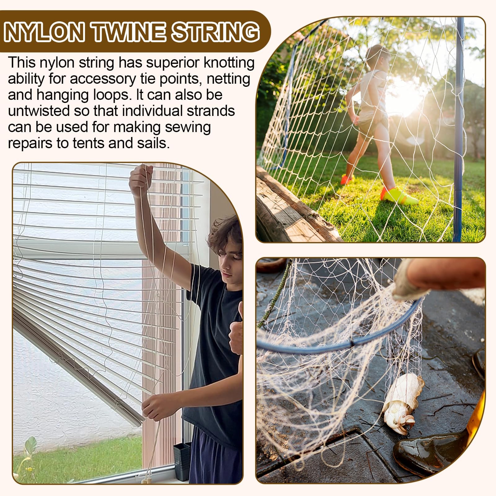 White Nylon String,984ft 2mm Nylon Cord Twine for Garden,Tomato,Climbing Plan...