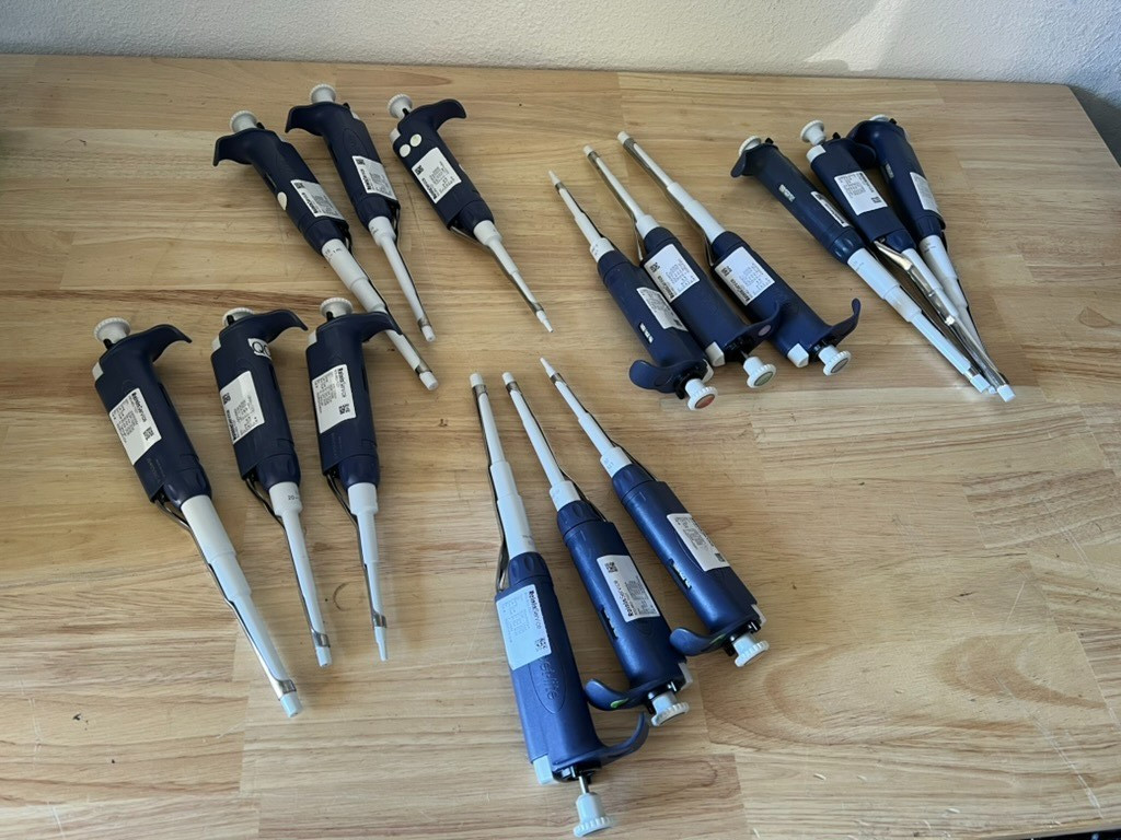 set of 3 rainin LTS pipette (20, 200, 1000) calibrated 2025 for GMP