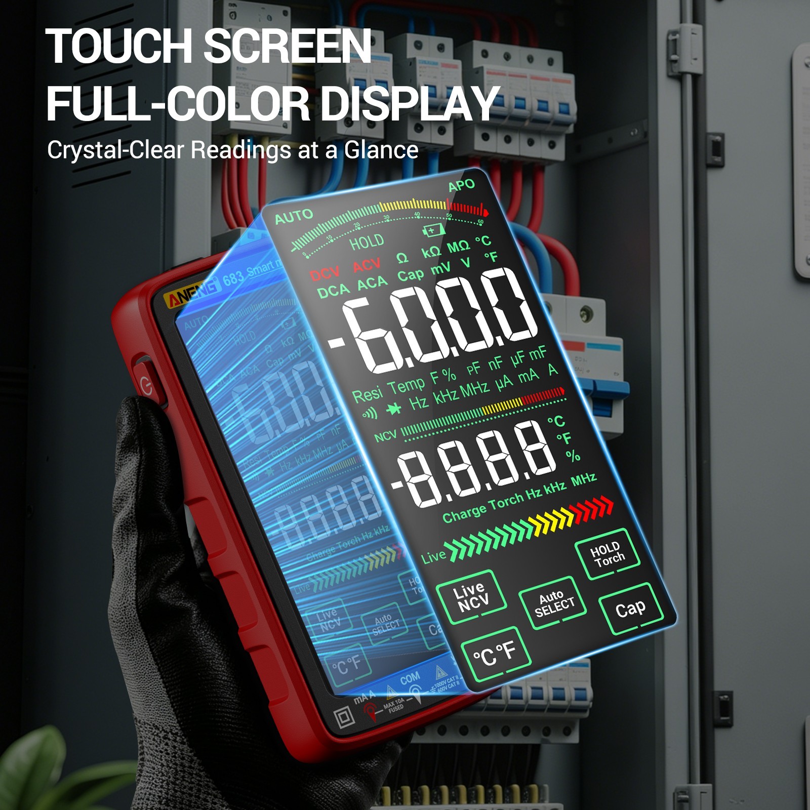 ANENG 683 Touch Screen Digital Multimeter True RMS 6000 Counts Rechargeable tool