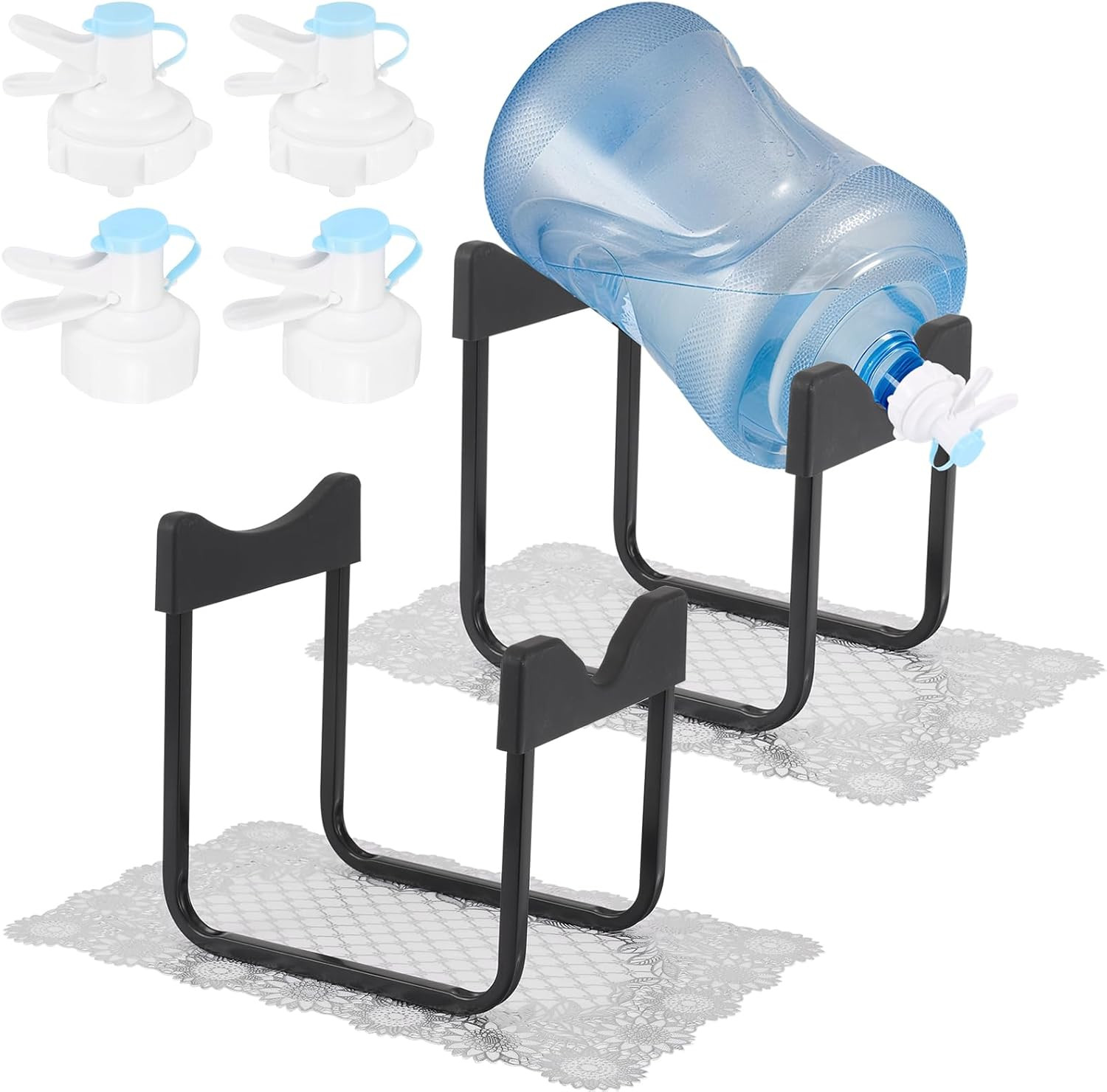 2 Packs 3-5 Gallon Water Jug Stand with 4 Dispenser Valves,Non Slip Water Stand